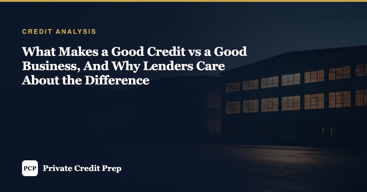 What Makes a Good Credit vs a Good Business, And Why Lenders Care About the Difference