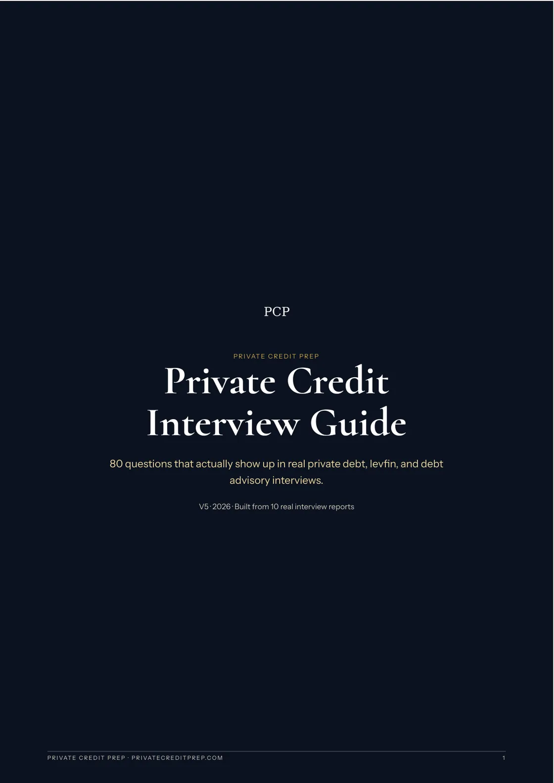Private Credit Interview Guide, version 5 cover