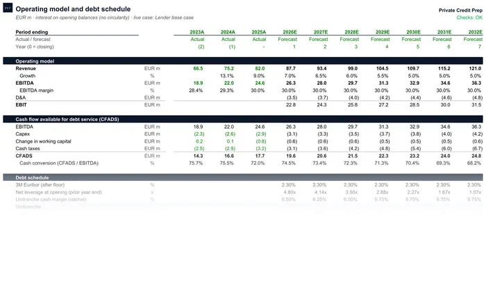The solved Modeling Test: debt schedule